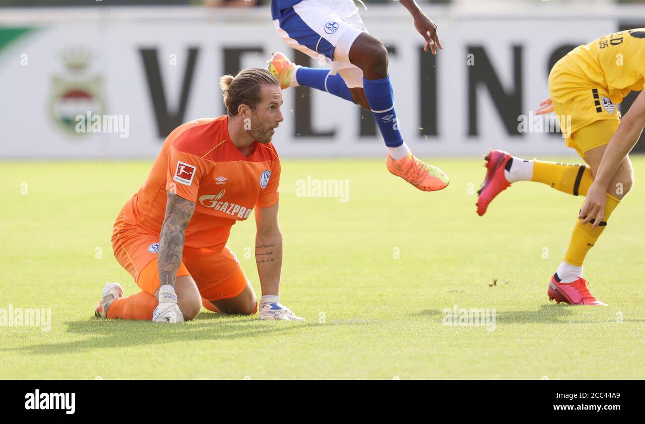 firo: 08/18/2020, Fuvuball: Soccer: 1st Bundesliga test match season 2020/21 FC Schalke 04 - KFC Uerdingen goal to 0: 1 by Kolja Pusch versus Hamza Mendyl and RAlf Fv§hrmann | usage worldwide Stock Photo