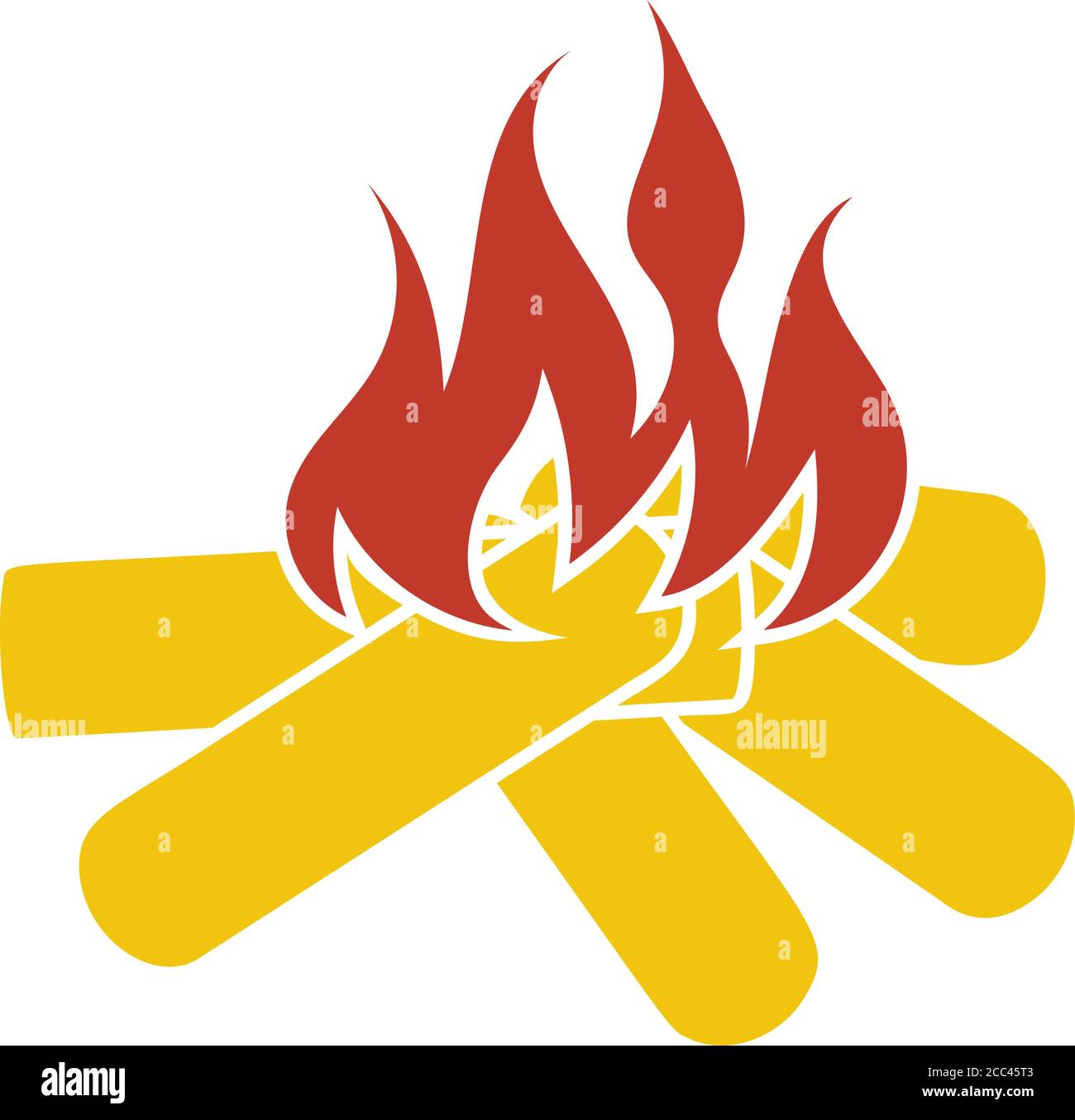 Icon Of Camping Fire. Flat Color Design. Vector Illustration Stock ...