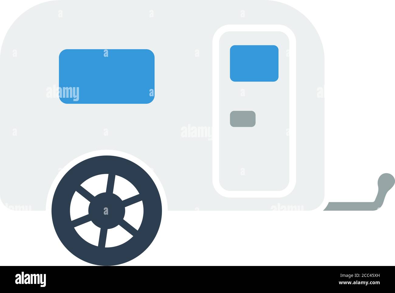 Icon Of Camping Family Caravan Car. Flat Color Design. Vector ...
