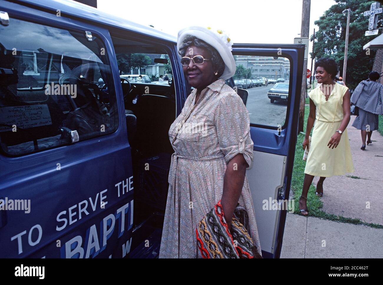 AFRICAN AMERICAN MEMBER OF BAPTIST CHURCH CONGREGATION, ST LOUIS, MISSOURI, USA, 1979 Stock Photo