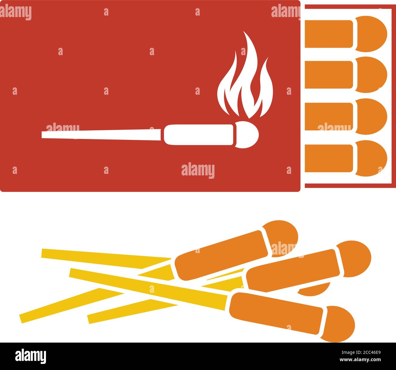 Icon Of Match Box. Flat Color Design. Vector Illustration Stock Vector ...