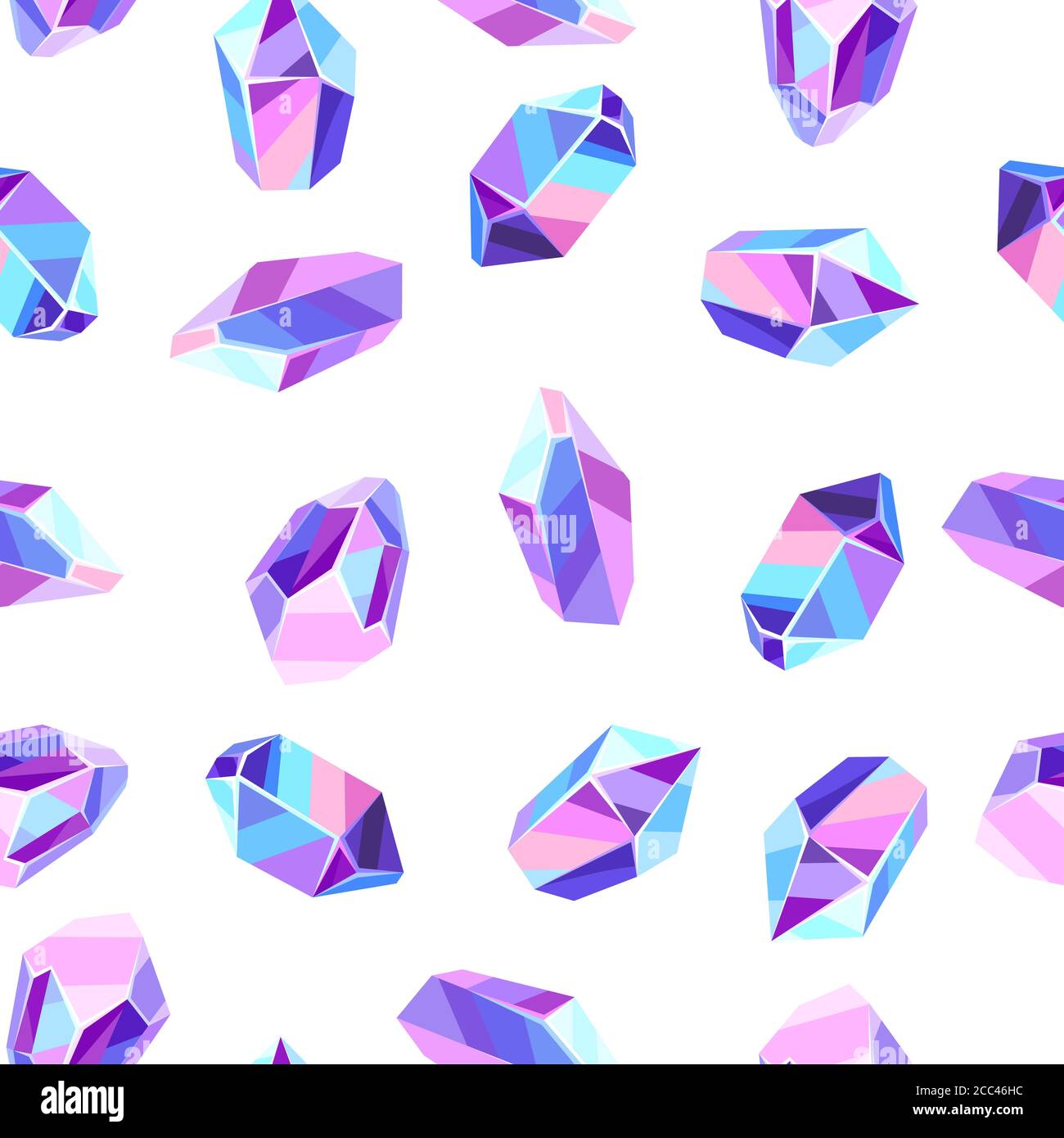 Seamless pattern with crystals and minerals. Stock Vector