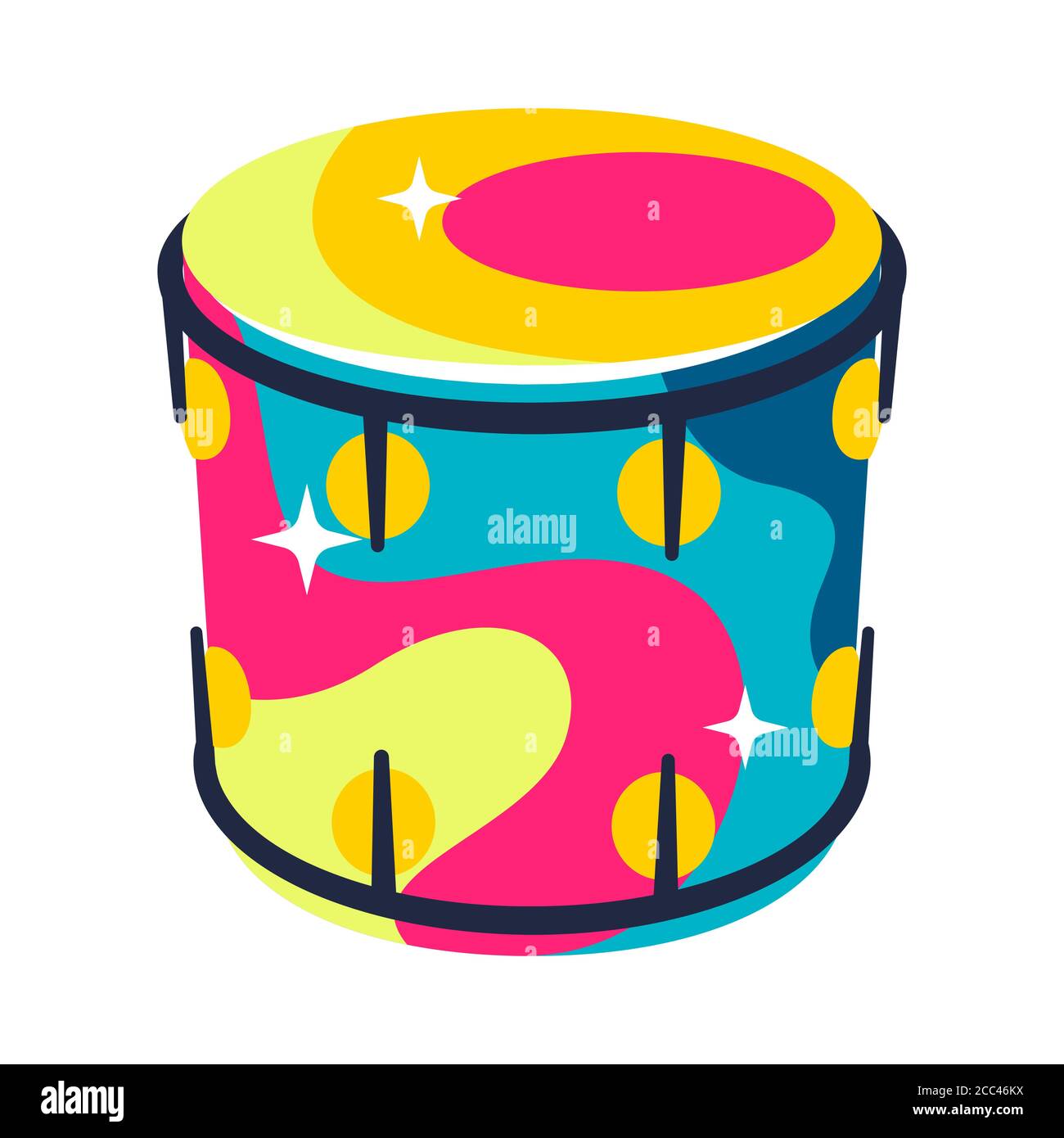 Illustration of musical drum. Stock Vector