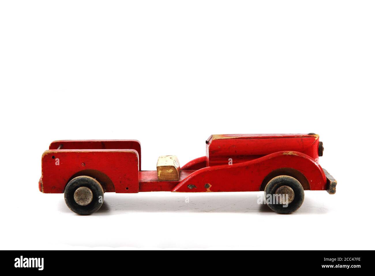 old red wooden car toy isolated on the white background Stock Photo - Alamy