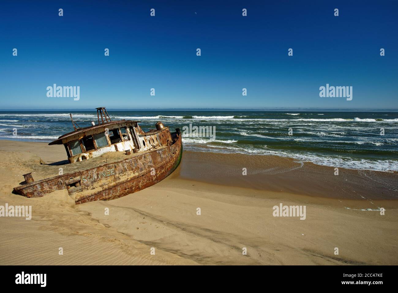 The Shawnee ship that was wrecked on the Skeleton Coast of Namibia, south west Africa. Stock Photo