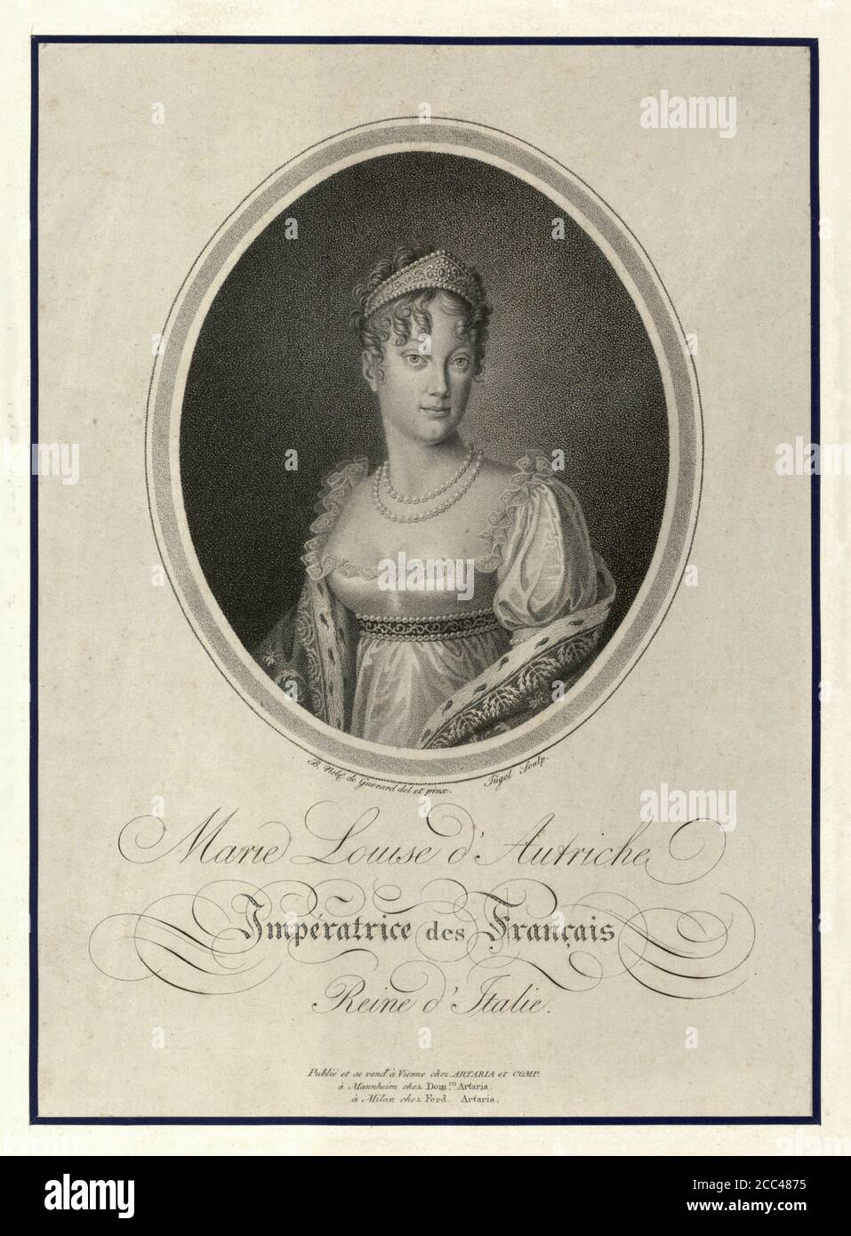 Engraving of Marie Louise (1791 – 1847) was an Austrian archduchess who reigned as Duchess of Parma from 1814 until her death. She was Napoleon's seco Stock Photo