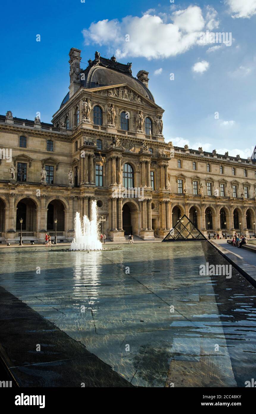 Louvre. Pavillon Denon. The Louvre Museum (French: Musée du Louvre) is one of the largest and most popular art museums in the world. The Museum is loc Stock Photo