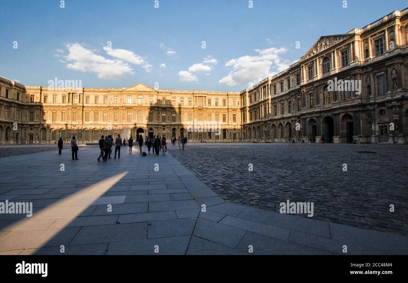 Louvre. The Cour Carrée of the 'Old Louvre'.  The Louvre Museum (French: Musée du Louvre) is one of the largest and most popular art museums in the wo Stock Photo