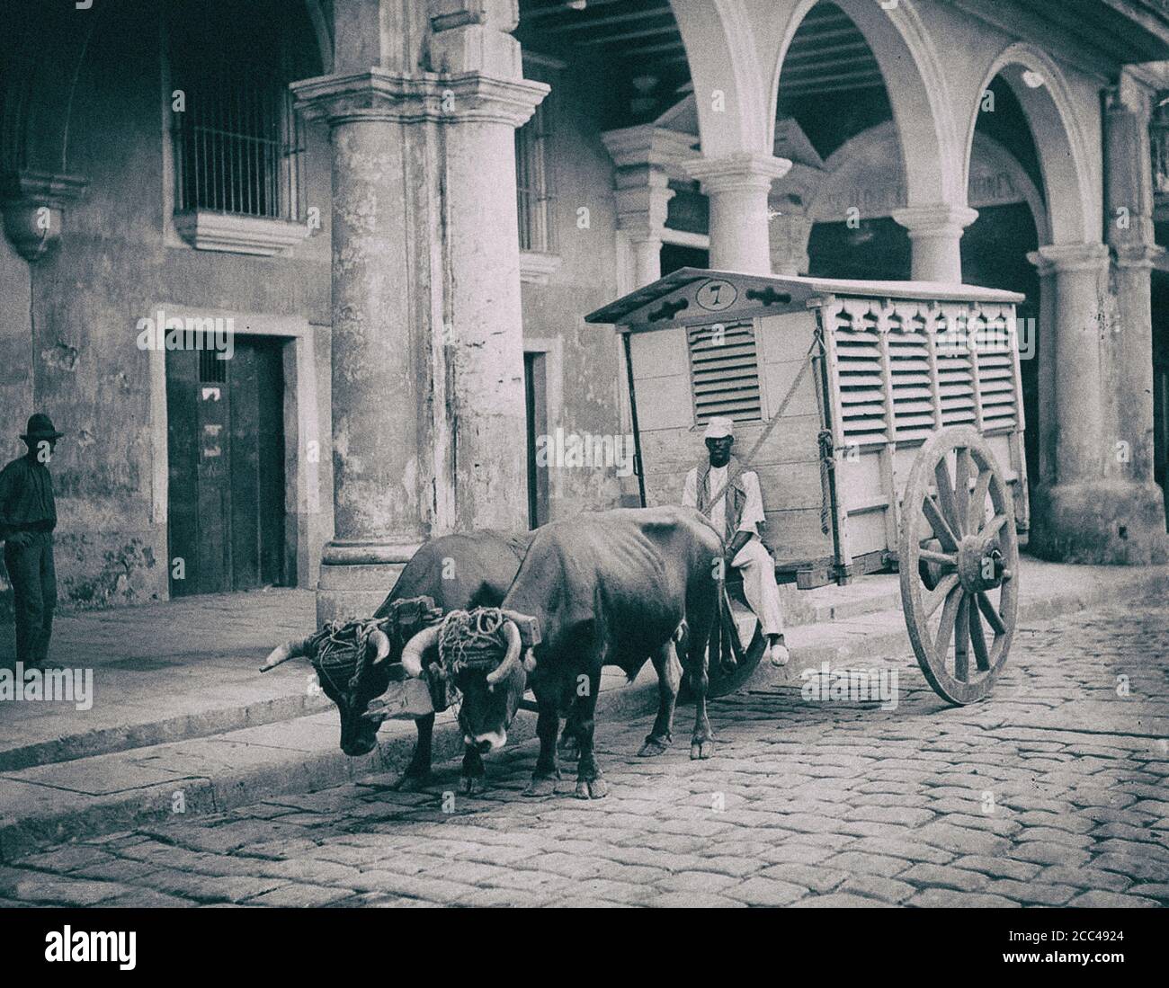 Old Havana. A meat wagon. Cuba. 1903 Stock Photo