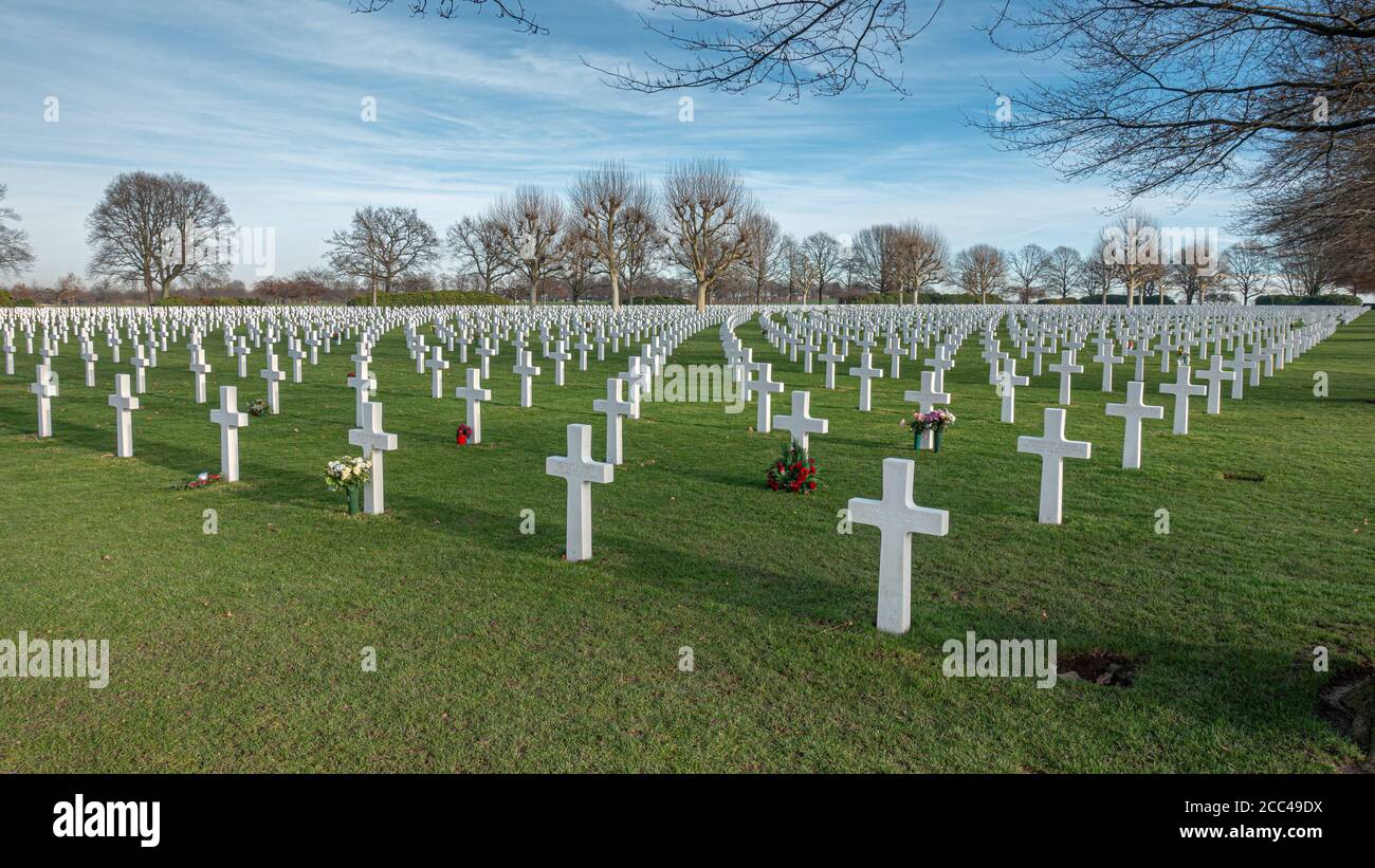 The Netherlands American War Cemetary and Memorial in Margaten, Zuid-Limburg, the Netherlands. Stock Photo