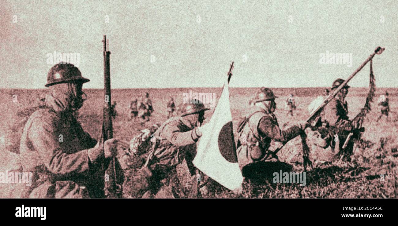 Japanese invasion of Manchuria. Japanese troops in northeastern China. Fall 1931 Stock Photo