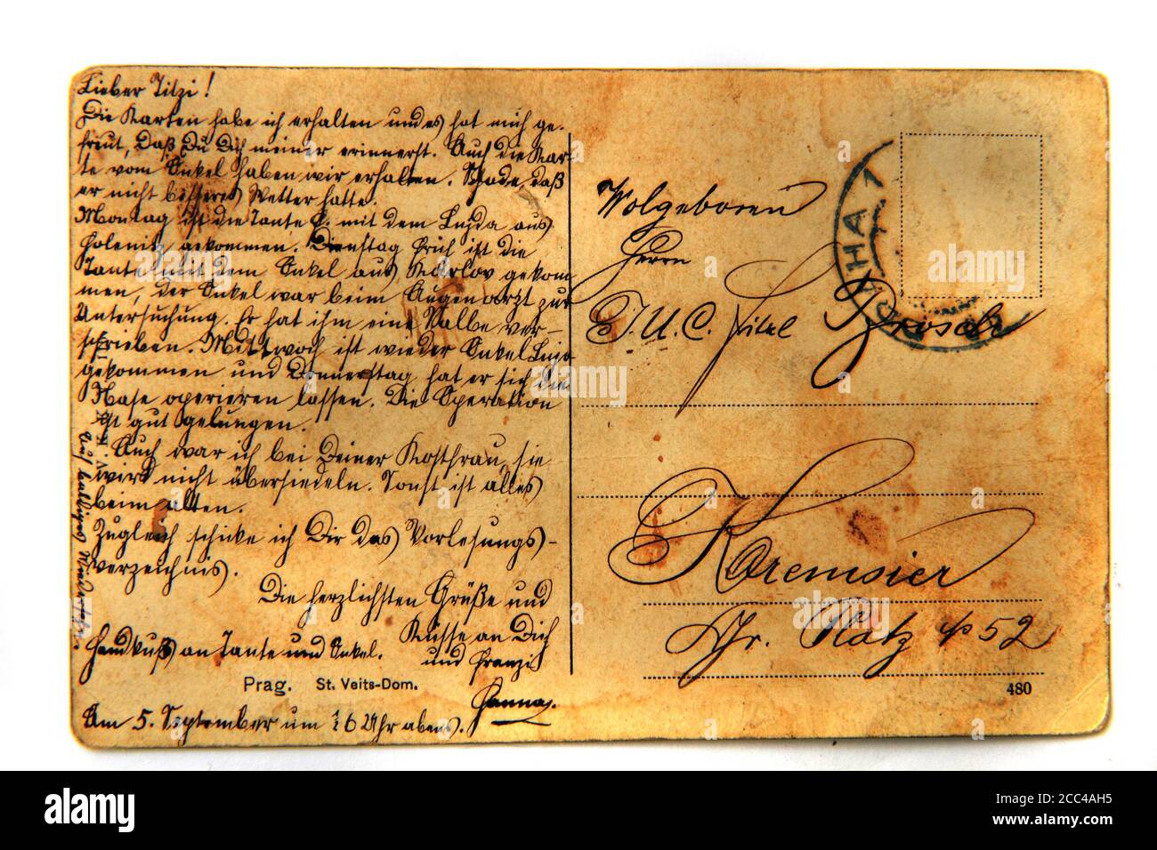 old postcard isolated on the white background Stock Photo - Alamy