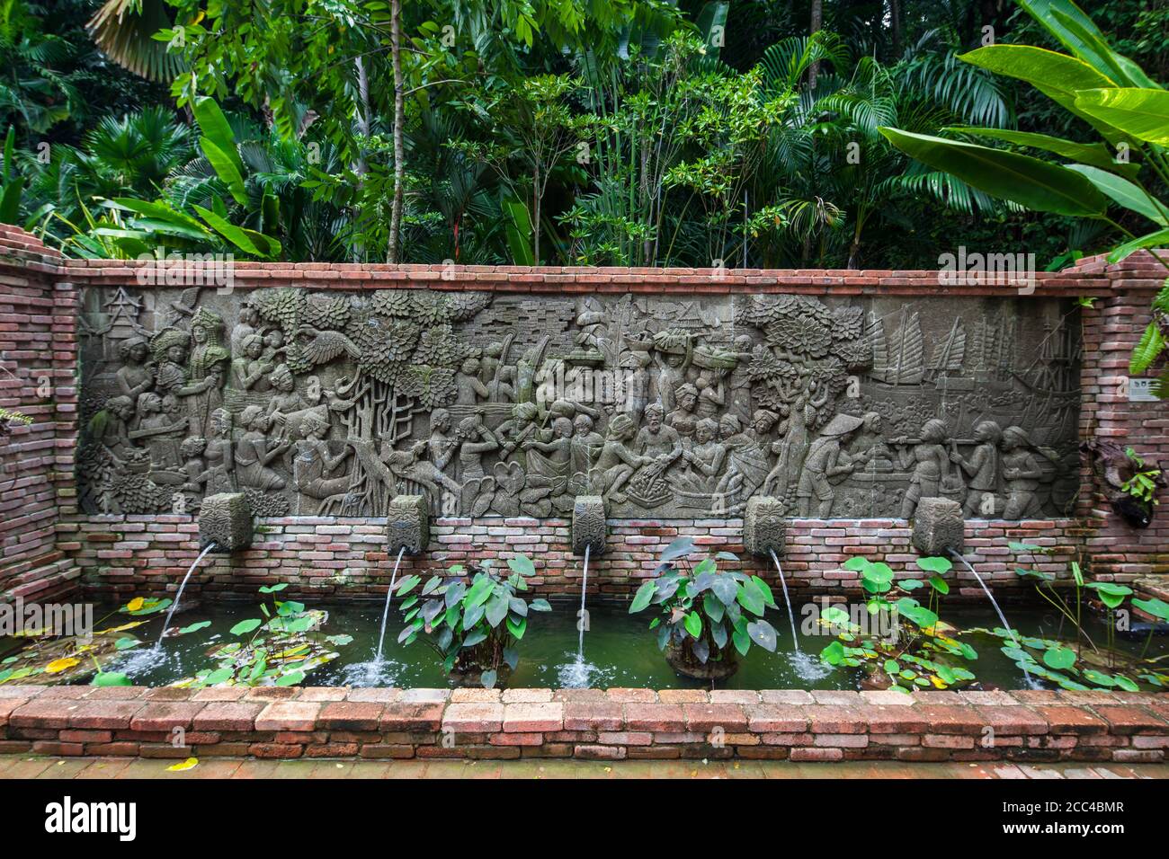 Pancur Larangan water fountain at Fort Canning Park, Singapore. Stock Photo