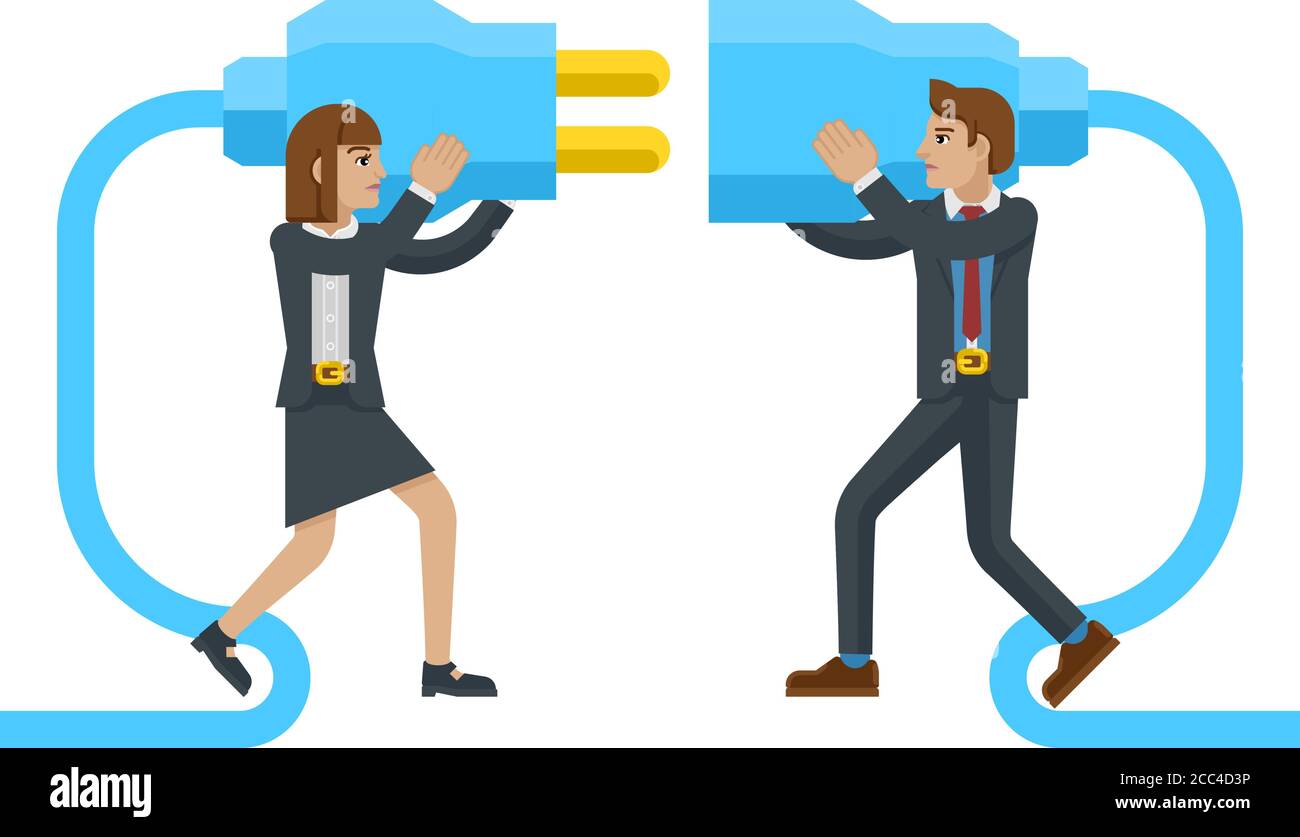 Connecting Plug Fitting Together Business Concept Stock Vector