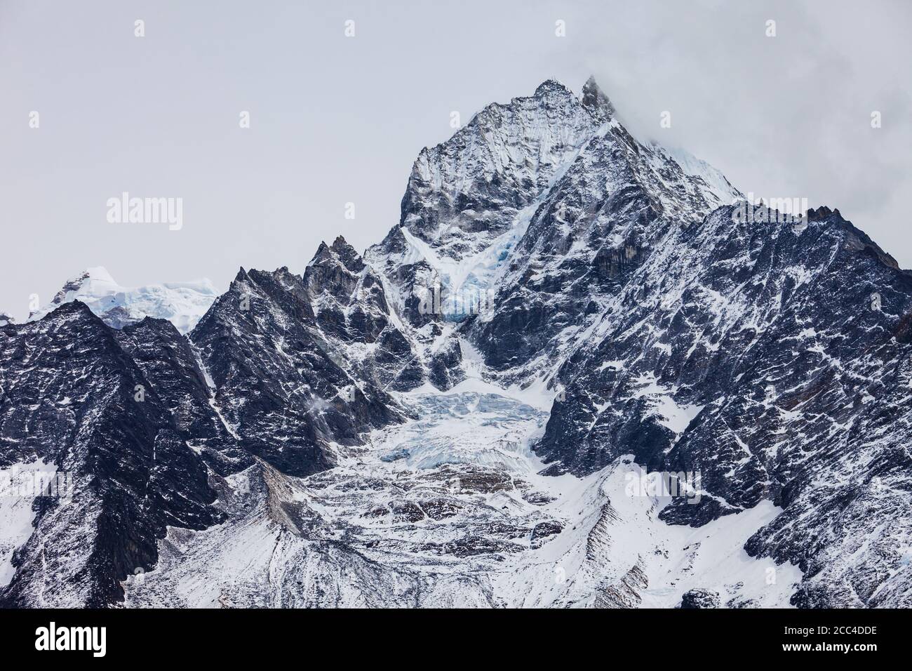 Thamserku mountain landscape in Everest or Khumbu region in Himalaya in Nepal Stock Photo