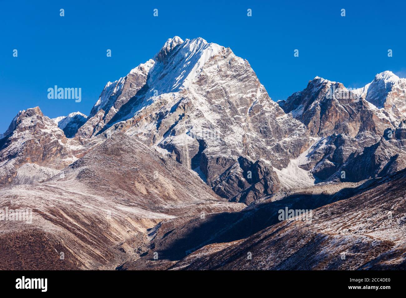 Lobuche mountain landscape in Everest region in Himalaya, Nepal Stock Photo