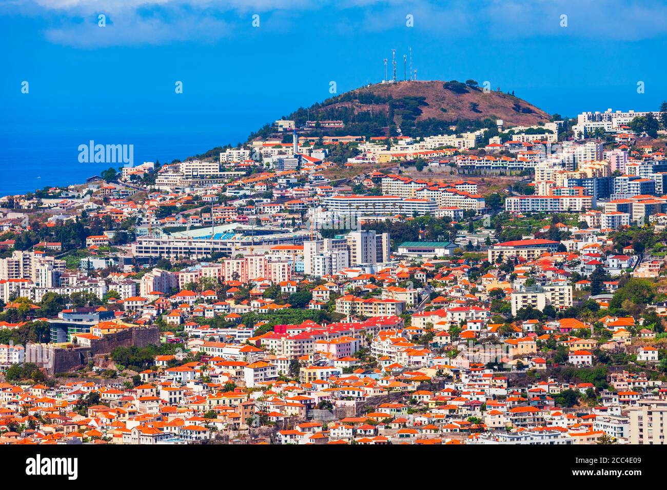 Funchal city aerial panoramic view. Funchal is the capital and largest ...