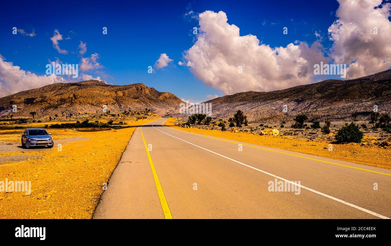 Beautiful road trip along the Hajar range in Oman Stock Photo