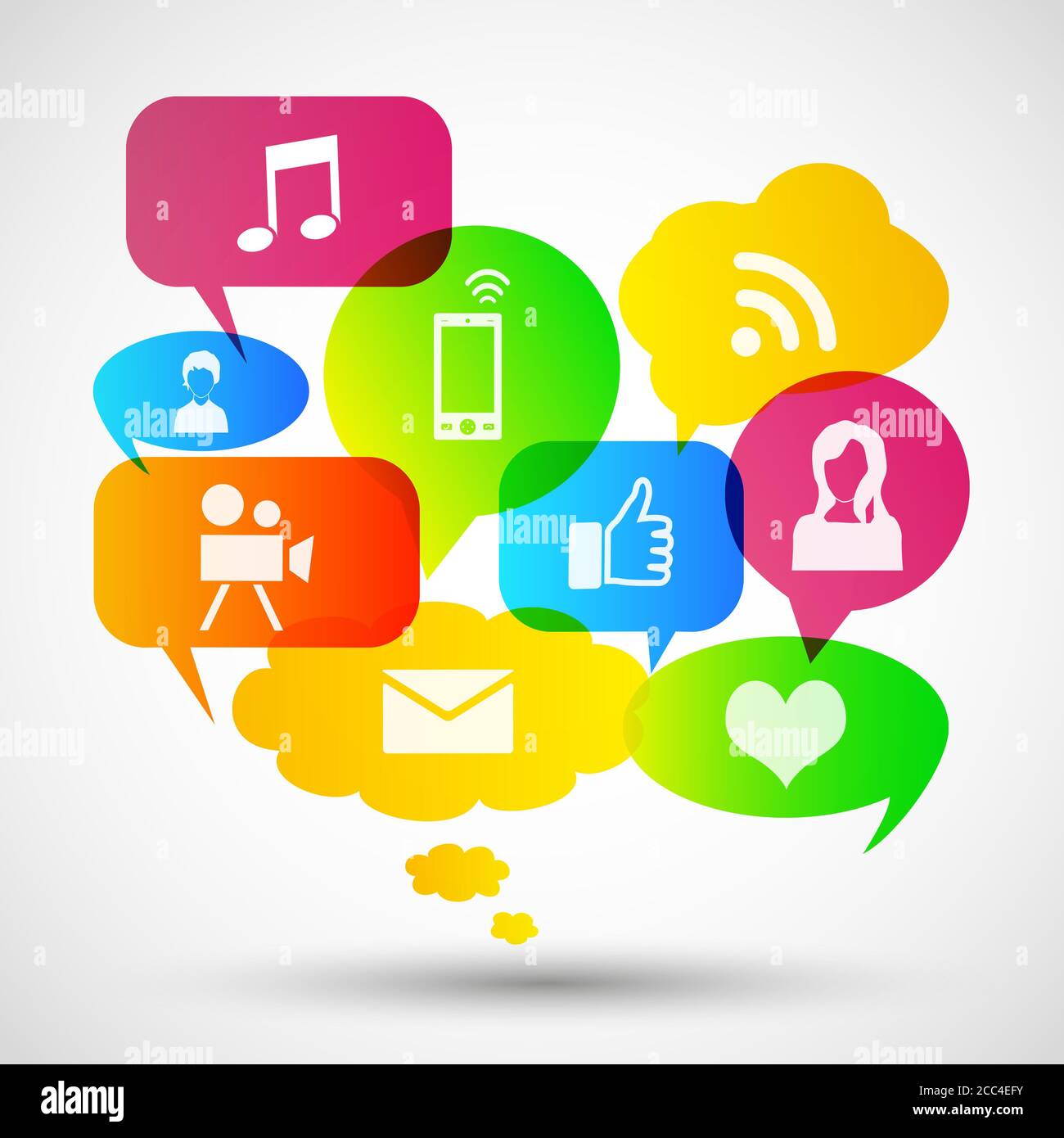 Illustration of the colorful social media bubble set Stock Photo Alamy