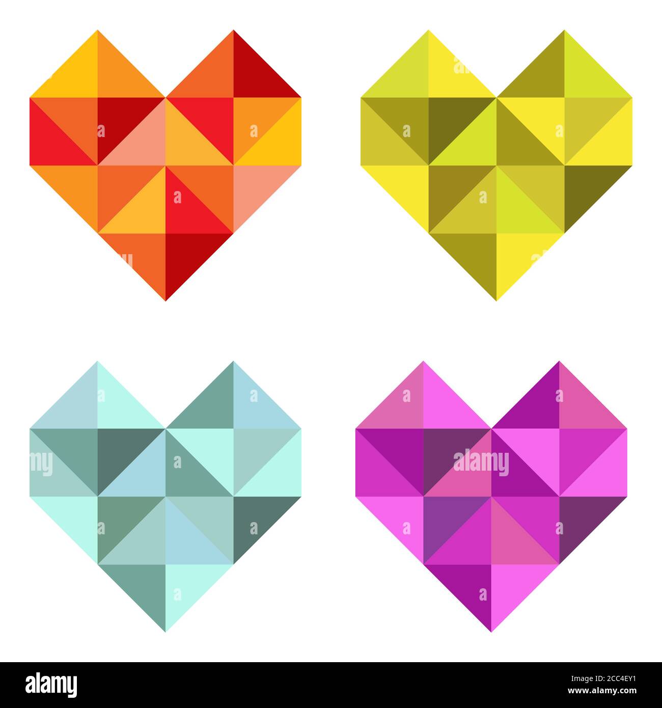 Illustration of colorful hearts on a white background Stock Photo - Alamy