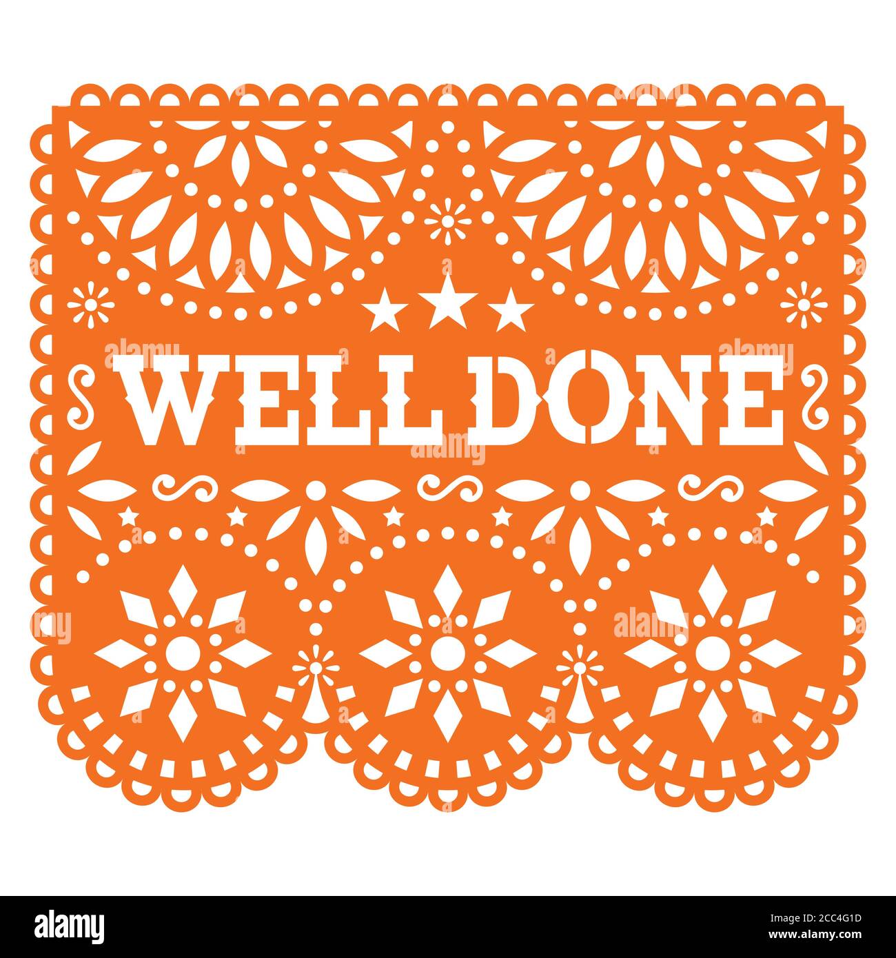 Well done greeting card vector design - Papel Picado style with flowers and geometric shapes Stock Vector