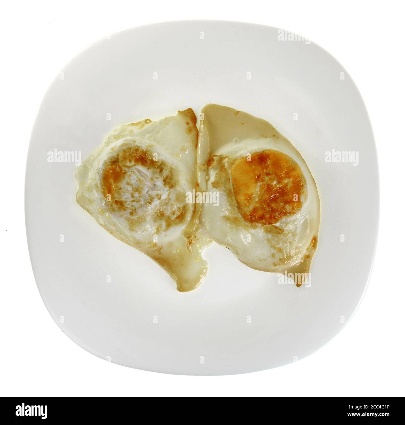 Fried egg on a plate isolated on white background Stock Photo - Alamy
