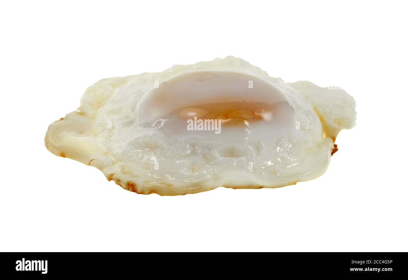 Fried egg on a plate isolated on white background Stock Photo - Alamy