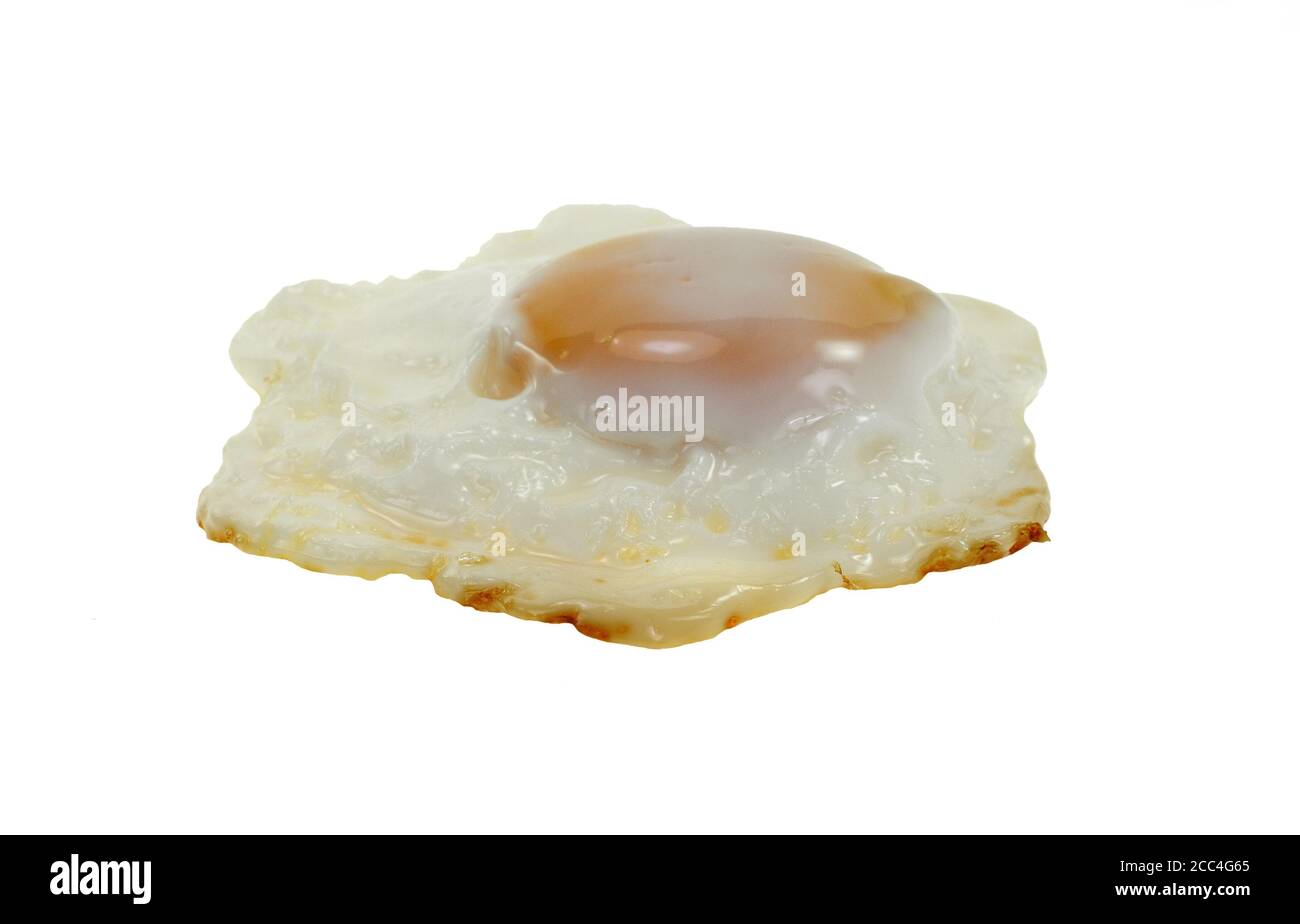 Fried egg on a plate isolated on white background Stock Photo - Alamy