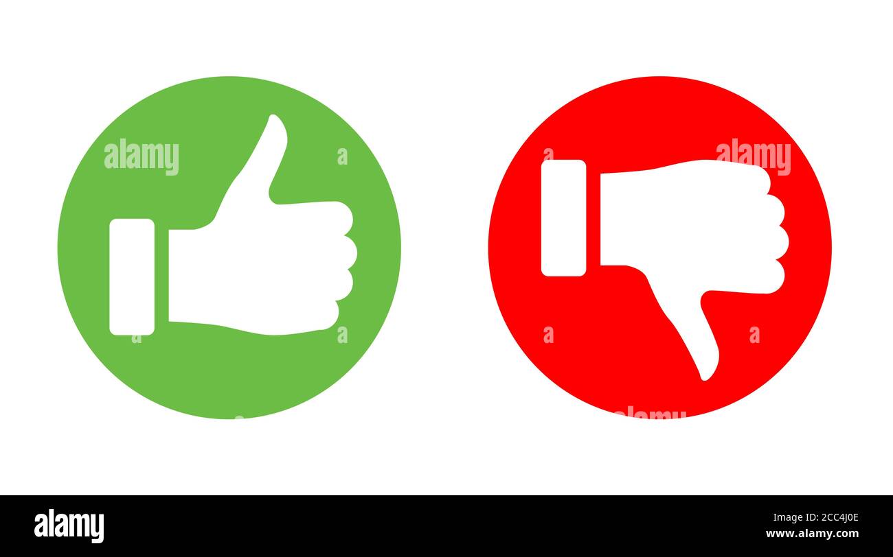 Illustration of thumbs up and down icons on a white background Stock ...