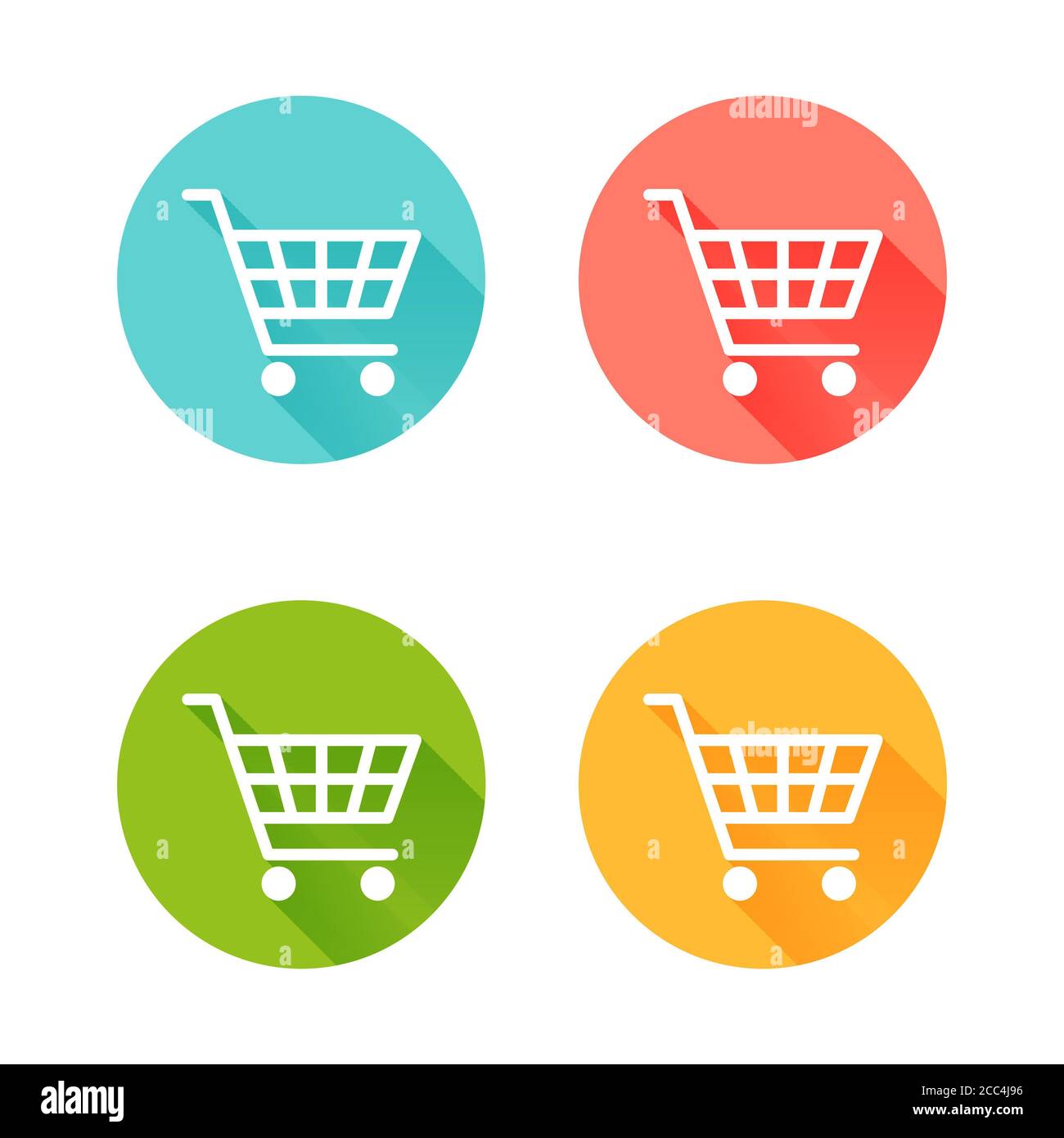 Illustration of the colorful icons of a shopping cart isolated on a ...