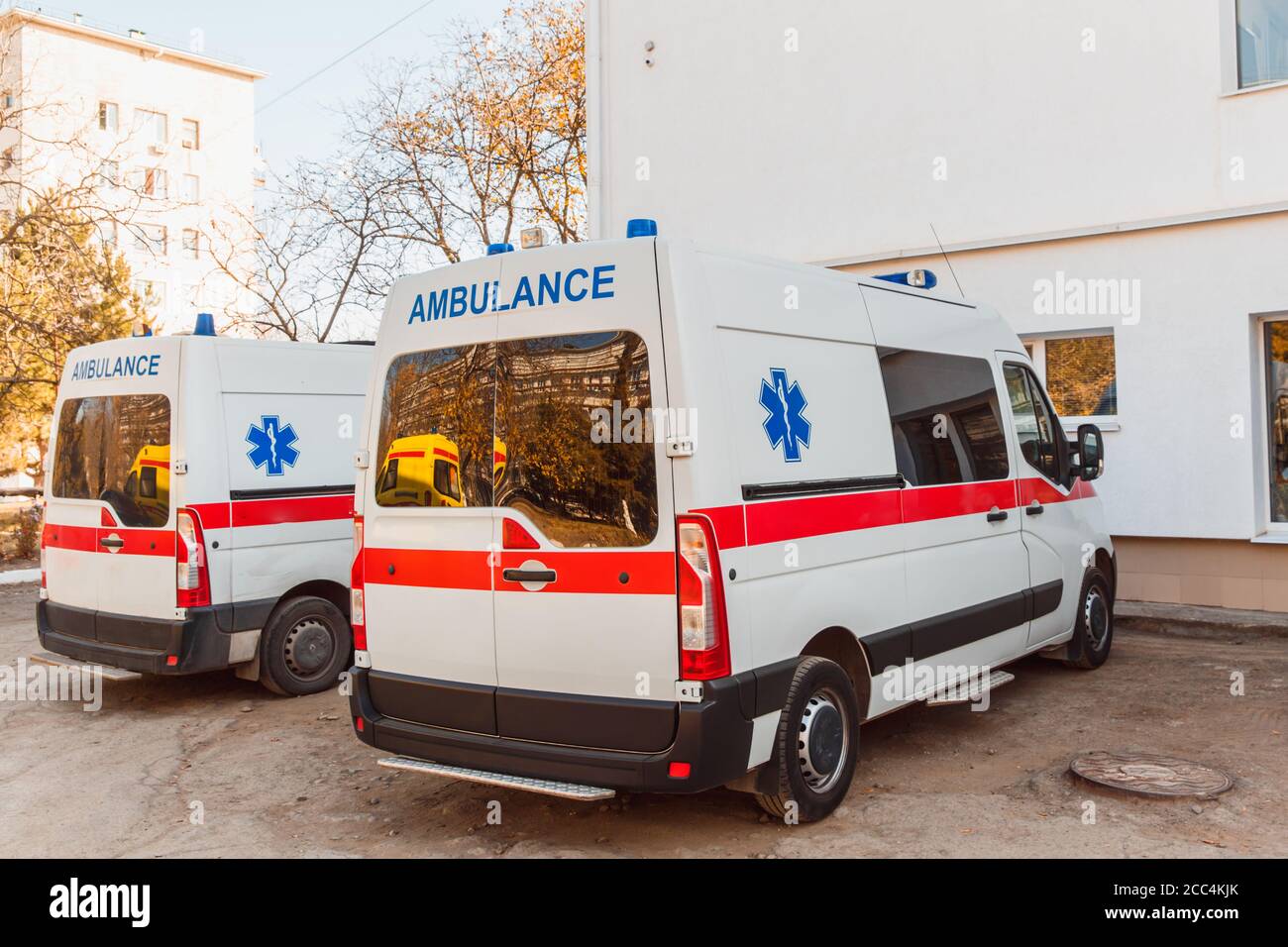 Zaporozhye/Ukraine- November 08 2019 : Modern ambulance. Rear view of a  paramedic car Stock Photo - Alamy