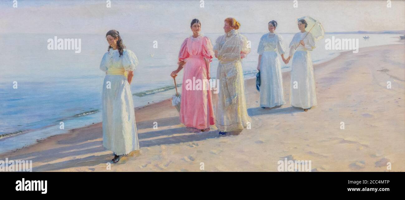 A stroll on the beach; painting by Michael Ancher, Skagen, Denmark Stock Photo