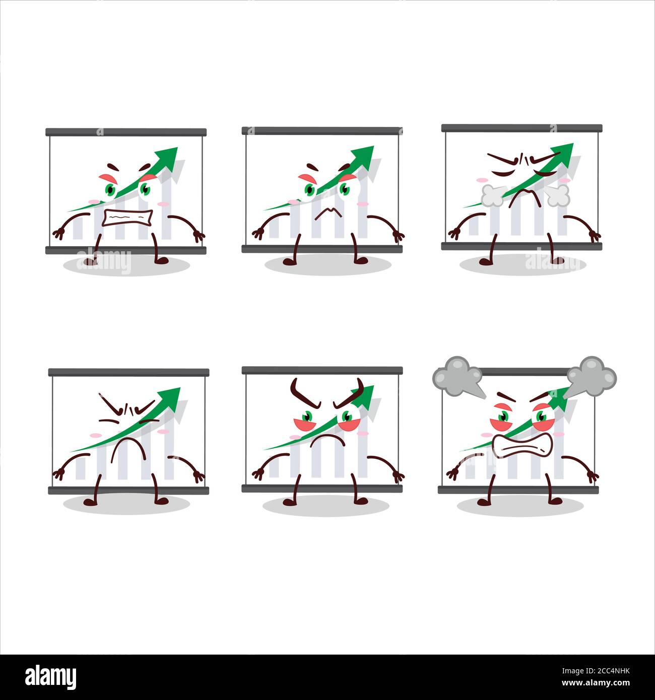 Chart going up cartoon character with various angry expressions Stock ...