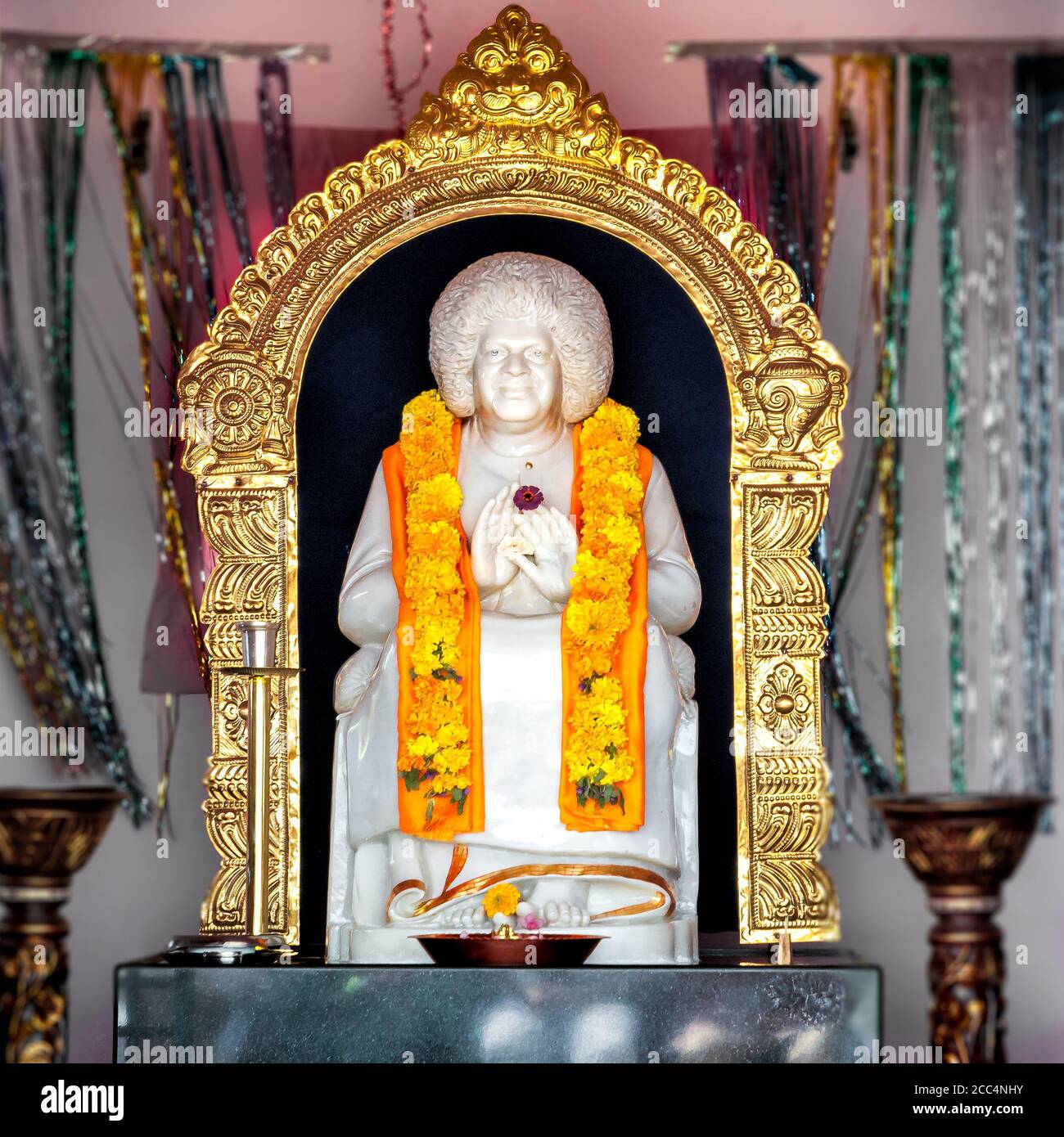Puttaparthi, Andhra Pradesh, India - January 11, 2013: Sathya Sai Baba Temple of Puttaparthi village Stock Photo