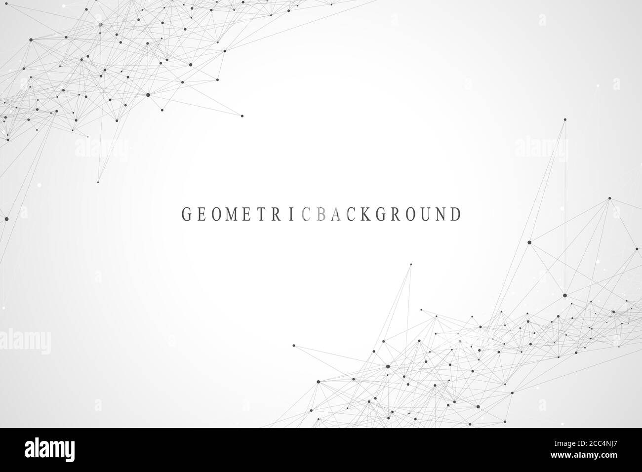 Geometric abstract background with connected lines and dots. Connectivity flow point. Molecule and communication background. Graphic connection Stock Vector