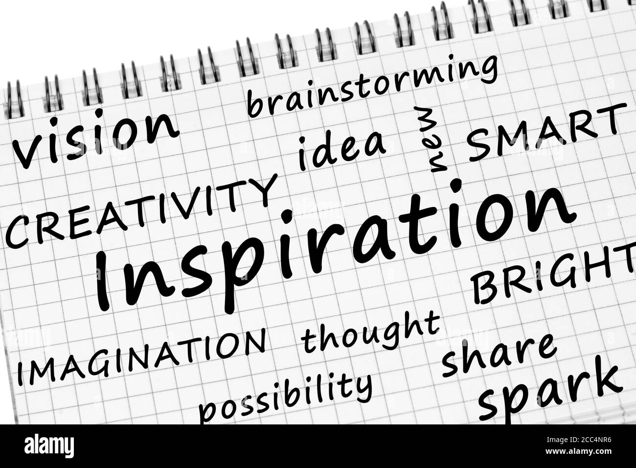 Inspiration word on a notebook math page Stock Photo