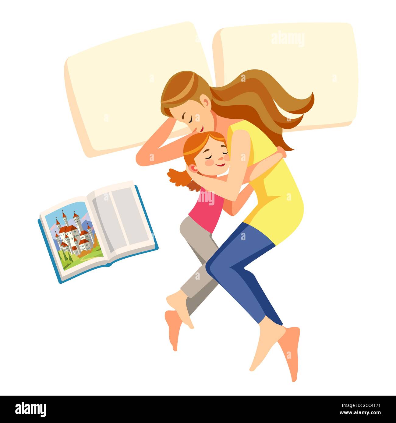I love mom. Mother put her daughter to sleep. Concept care. Motherhood  child-rearing. Mother s day holiday. Isolated vector illustration in cartoon  Stock Vector Image & Art - Alamy