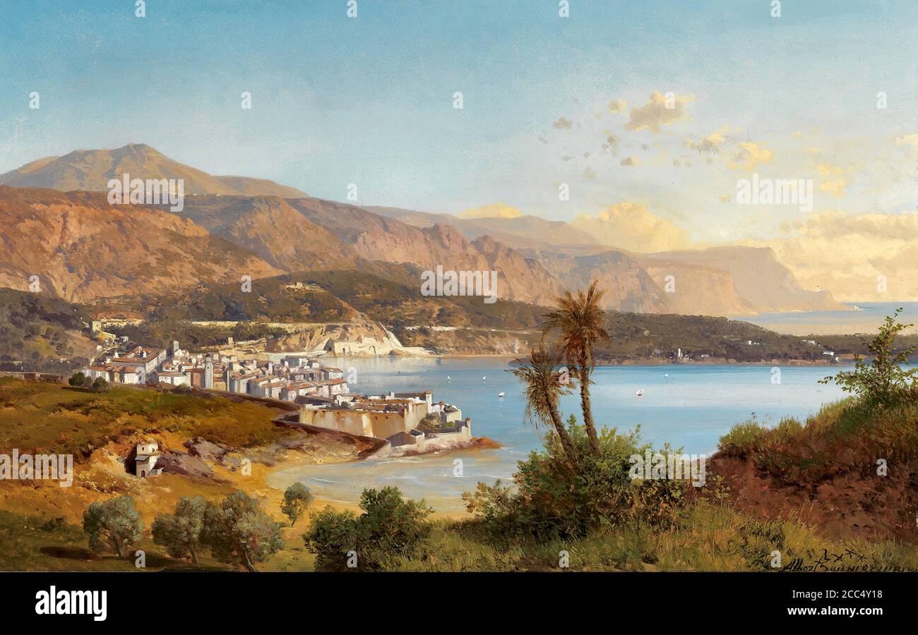 Zimmermann Albert August - View over the Bay of Villefranche-Sur-Mer with  the TÃªte De Chien by Monaco in the Background - German School - 19th and  Early 20th Century Stock Photo - Alamy