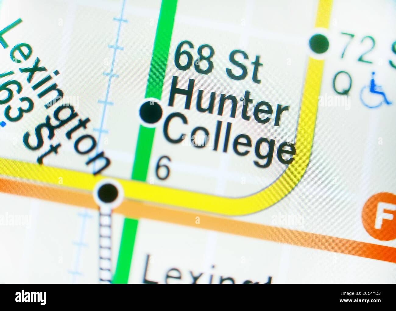 68th Street Hunter College station on New York City subway map on