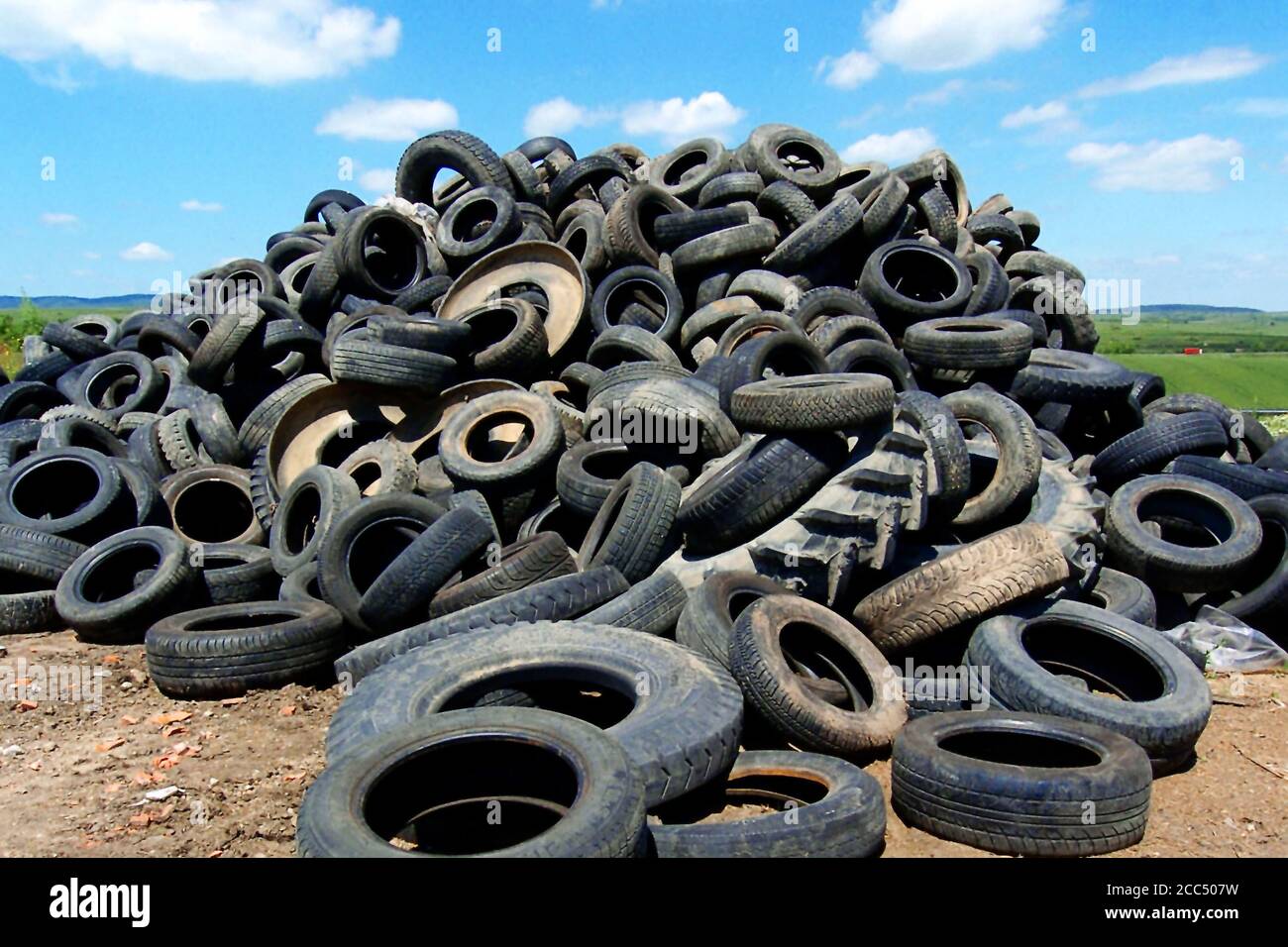 old tires on a dumpsite, Europe Stock Photo Alamy