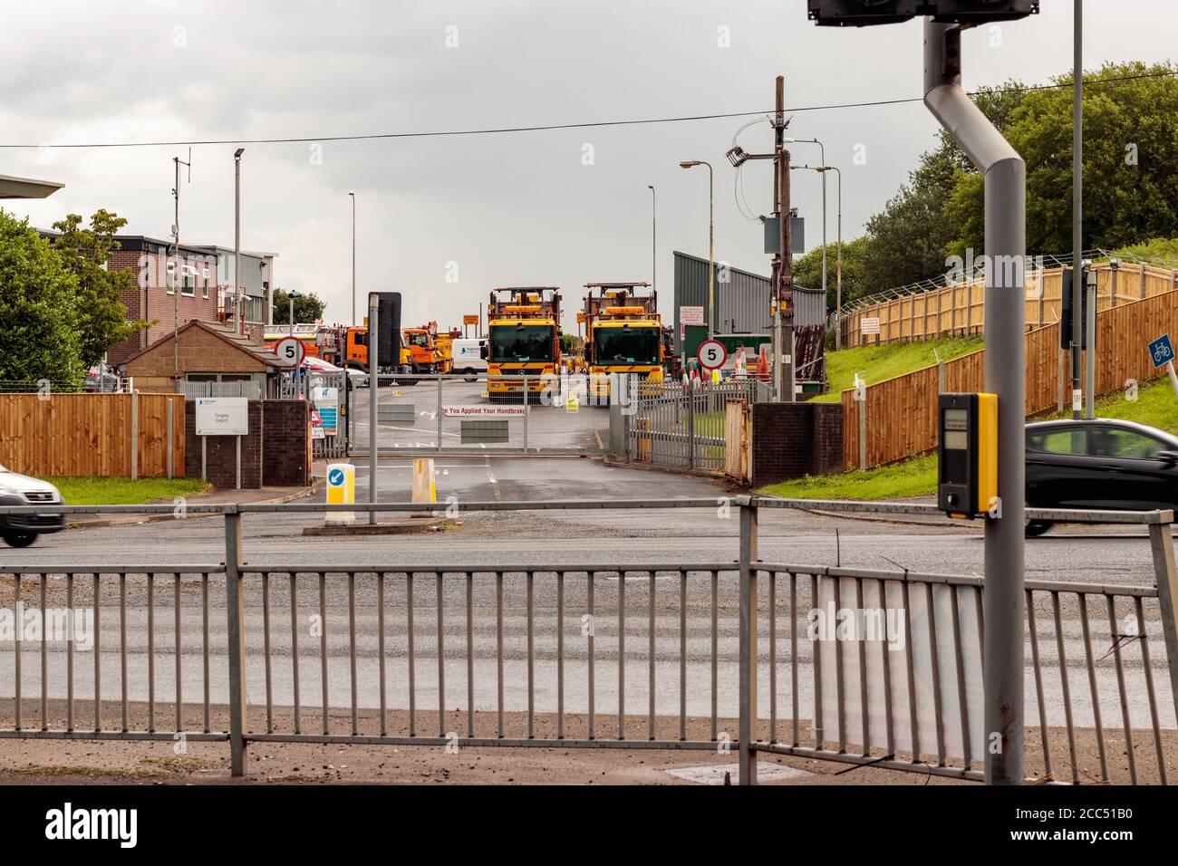 View of the entrance to the Tingley Motorway Maintenance Compound, operated by A-One+ Stock Photo