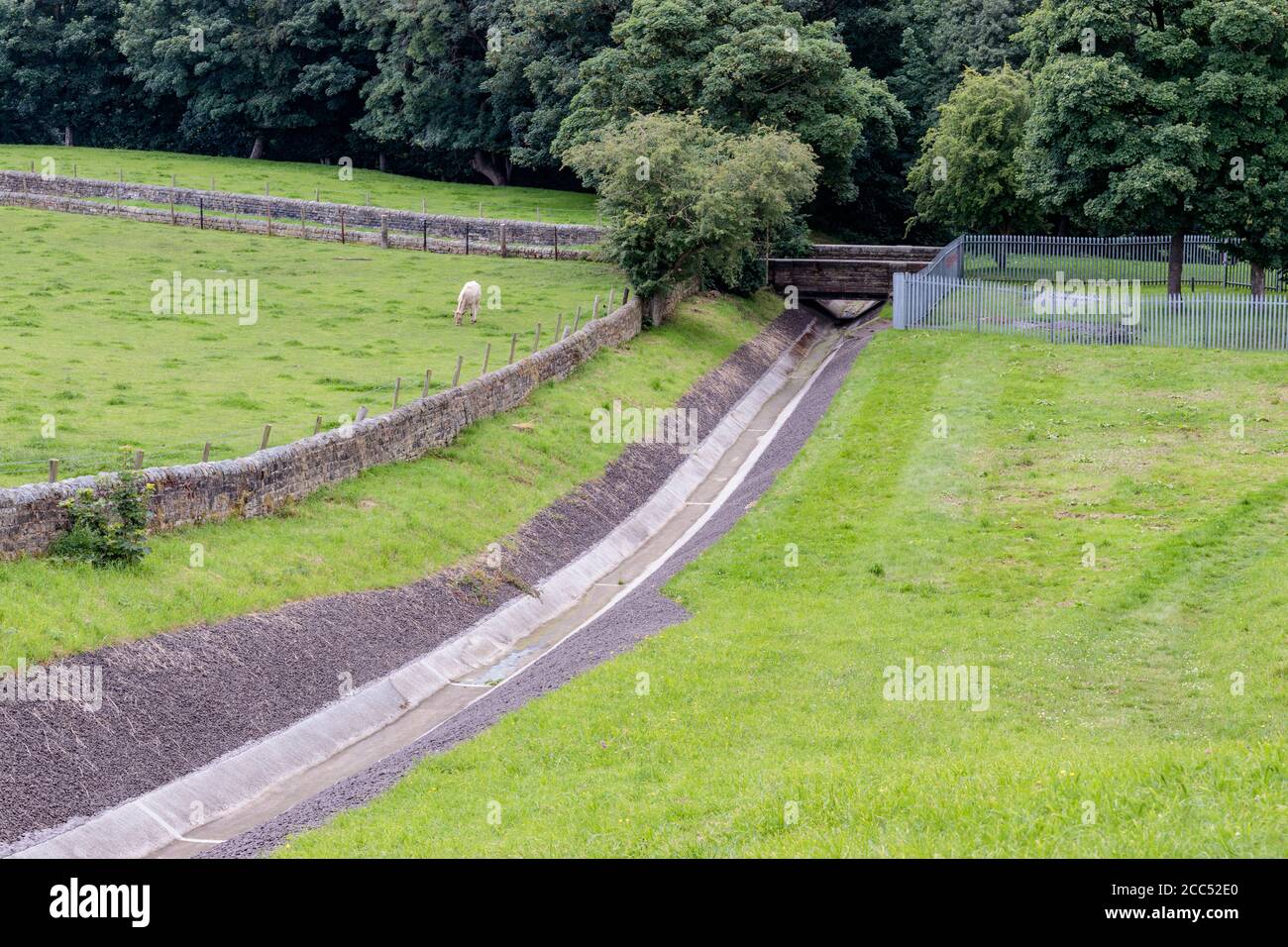 View of a run off channel from Ardlsey Reservoir, Leeds Stock Photo