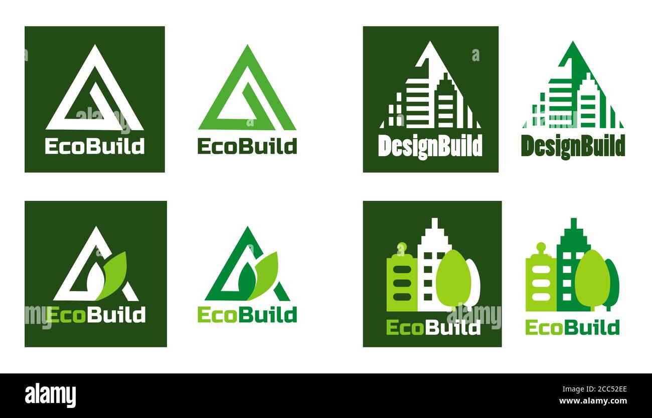 Eco design Real estate logo. Home building logo and symbols. Set Vector