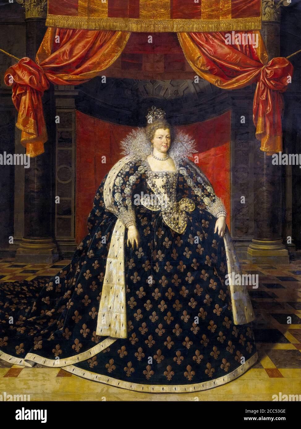 Marie de Medici (1575-1642), Queen of France, Consort of Henry IV, portrait painting by Workshop of Frans Pourbus II, 1590-1620 Stock Photo