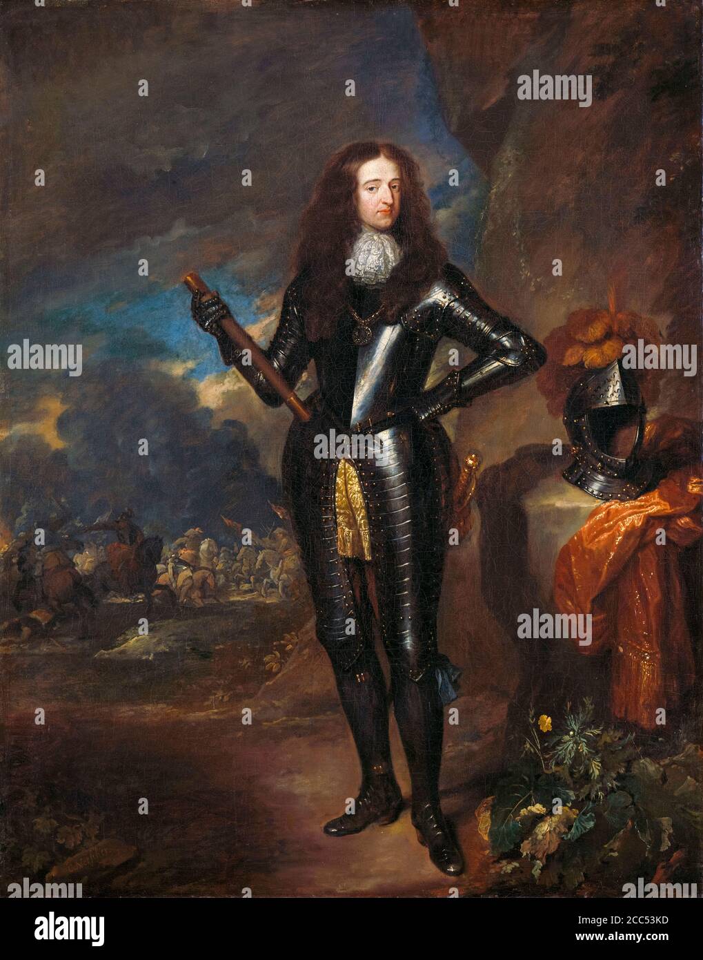 William III (1650-1702), Prince of Orange and King of England (1689-1702), in full armour, portrait painting by Caspar Netscher, 1680-1684 Stock Photo