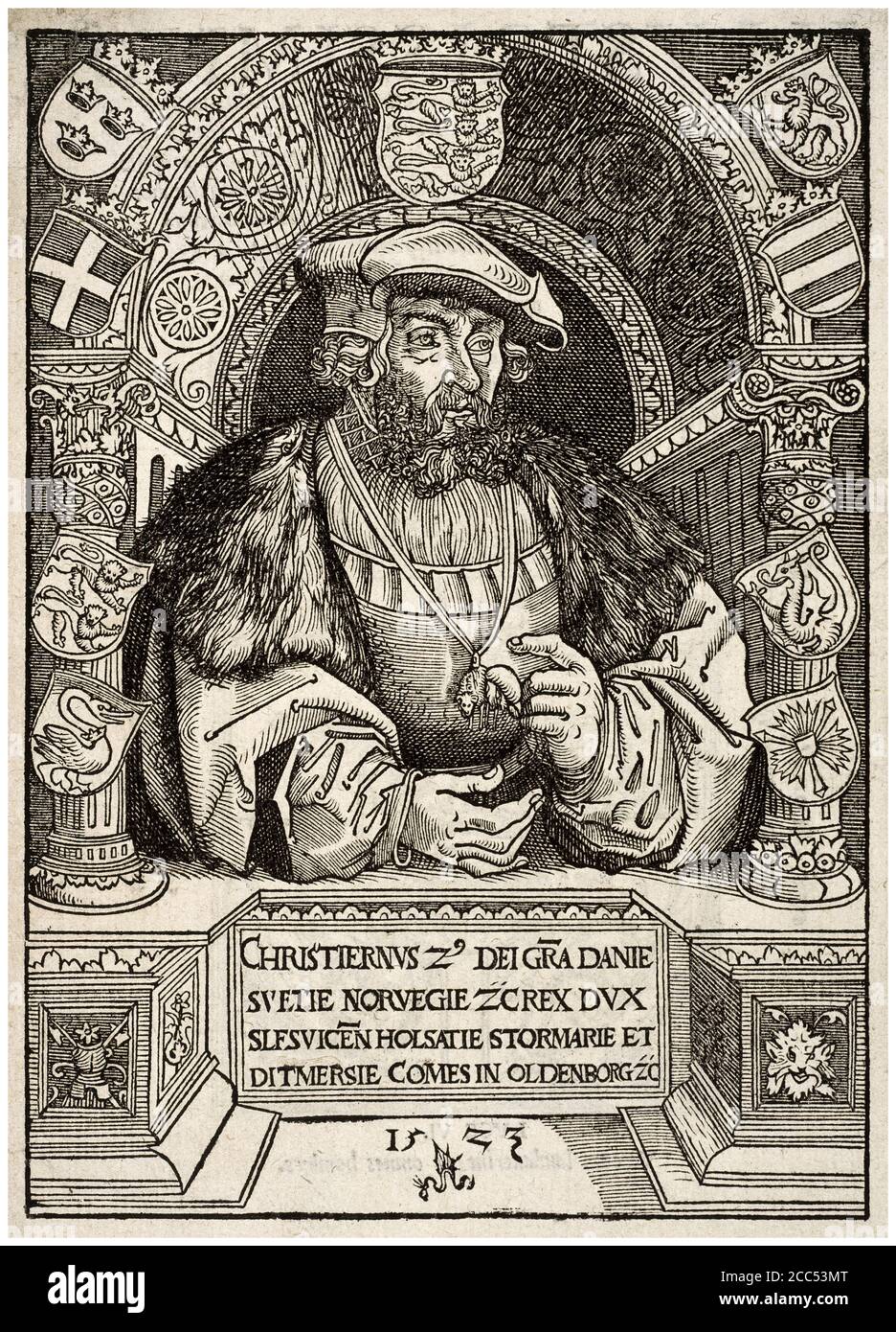 King Christian II of Denmark (1481-1559), woodcut print by Lucas Cranach the Elder, 1523 Stock Photo