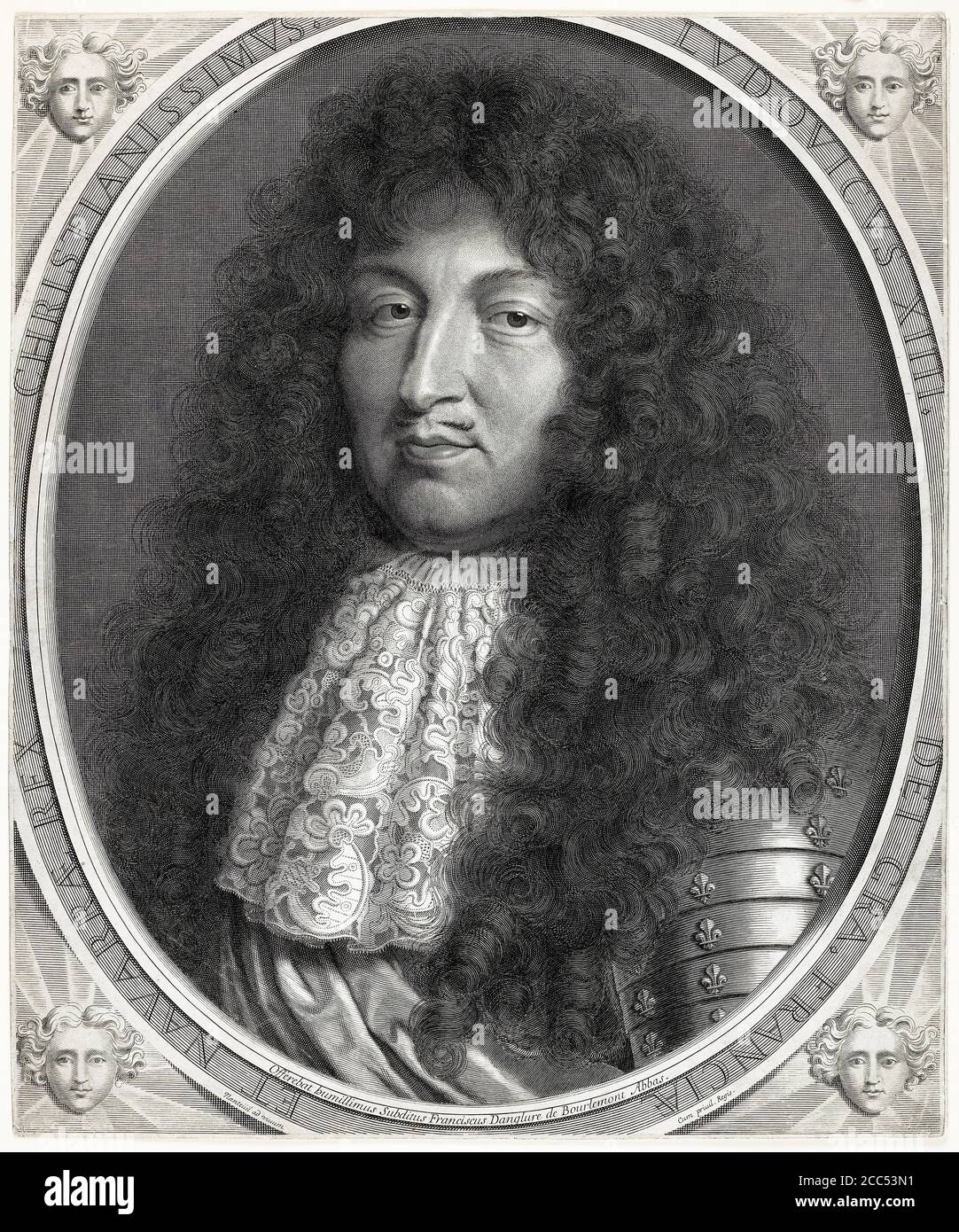 Louis XIV (1638-1715), King of France, portrait engraving by Robert Nanteuil, circa 1676 Stock Photo