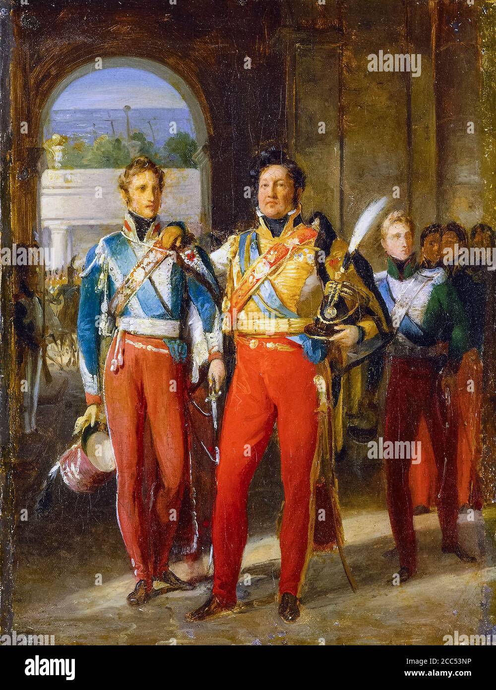 Louis-Philippe I (1773-1850), the last King of France, and his sons, the Duke of Chartres and the Duke of Némours, portrait painting by Baron François-Pascal-Simon Gérard, circa 1830-1832 Stock Photo