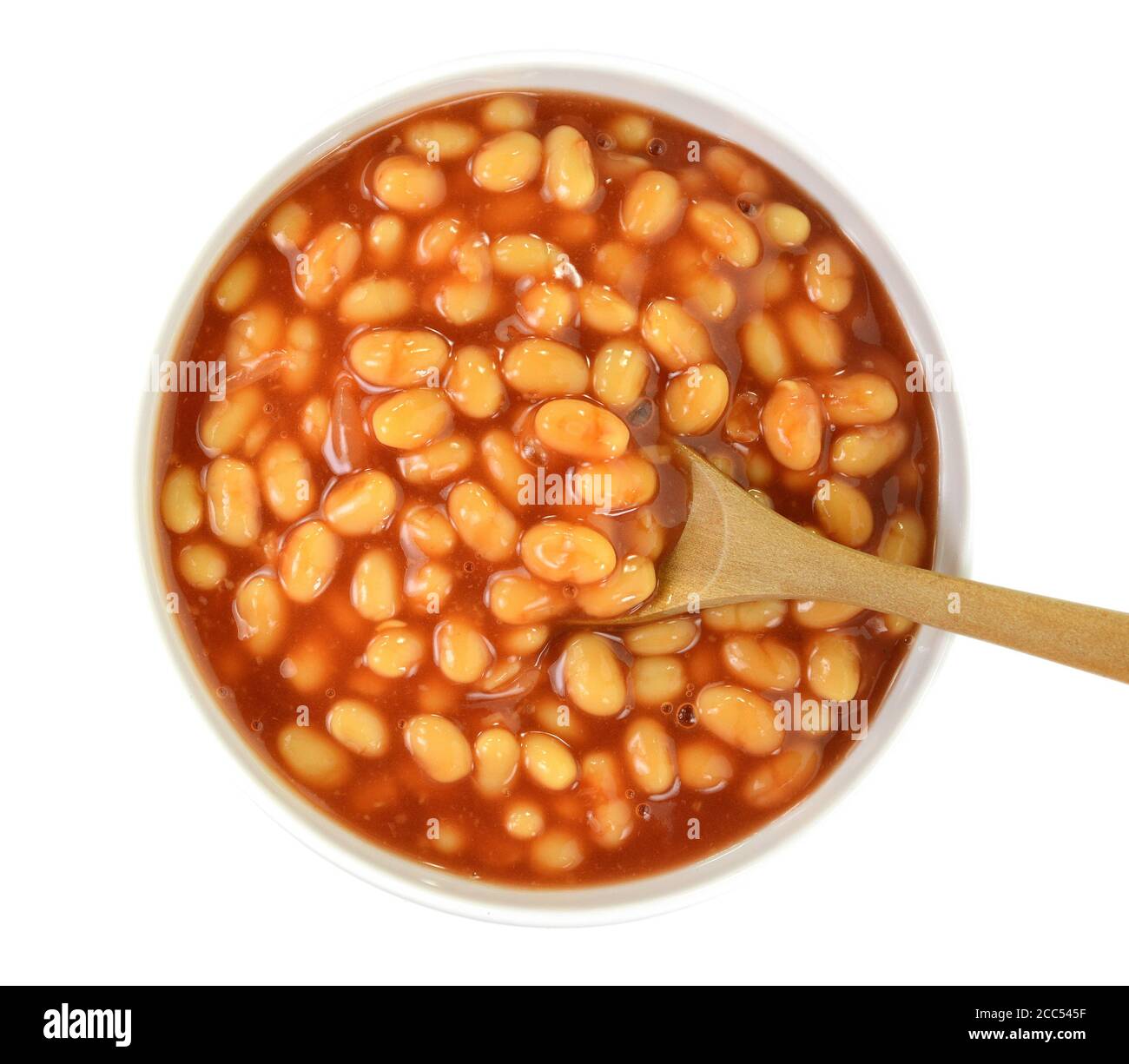 Baked Beans Bowl of baked beans in tomato sauce isolated on a white