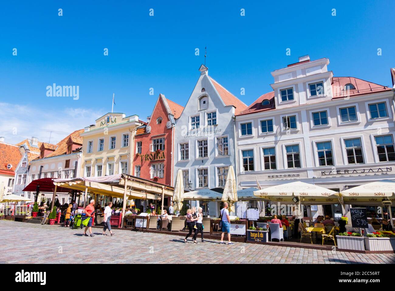 Raekoja plats, old town square, Tallinn, Estonia Stock Photo